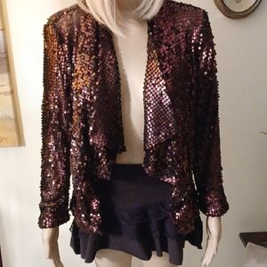 Dolce Cabo Shimmering Sequin Burgundy Blazer .